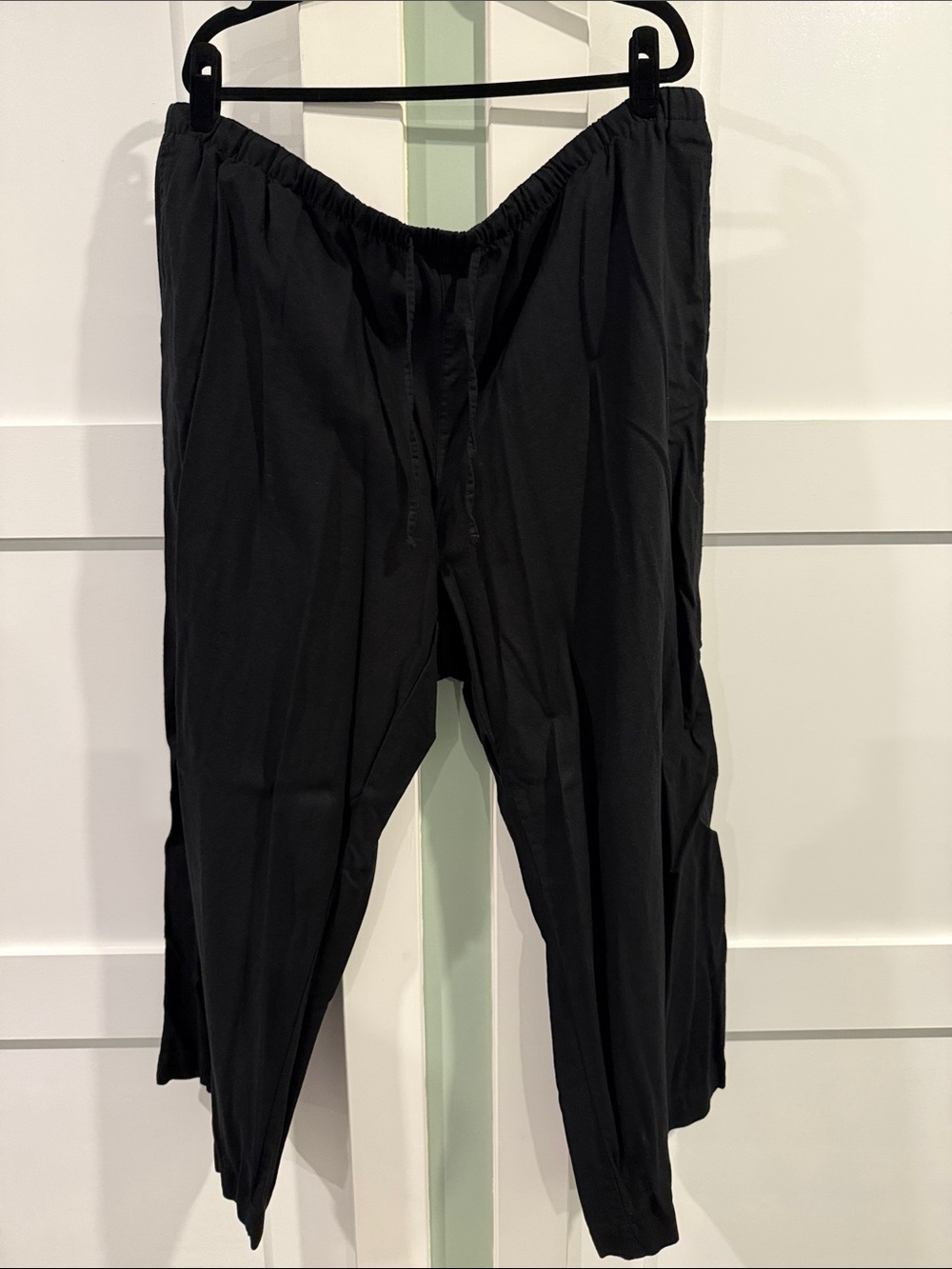 Black Linen Drawstring Trousers